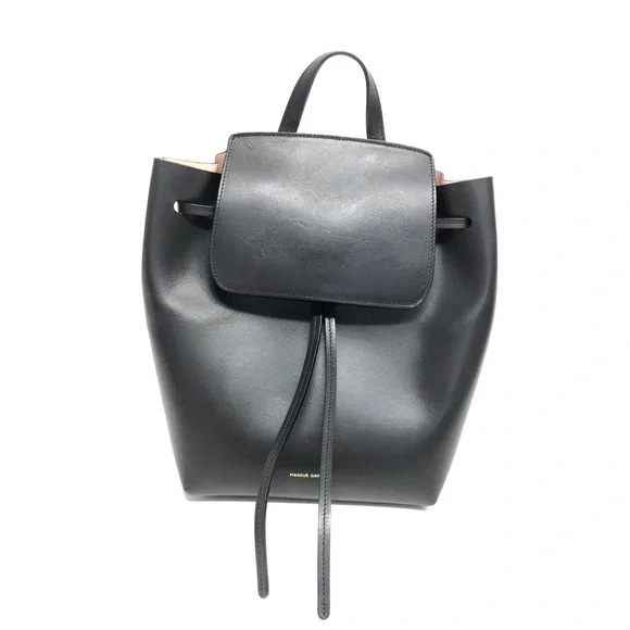 Mansur Gavriel Black Leather Drawstring Backpack with Flap Mansur Gavriel | Bags | Mansur Gavriel Black Leather Mini  main image 3